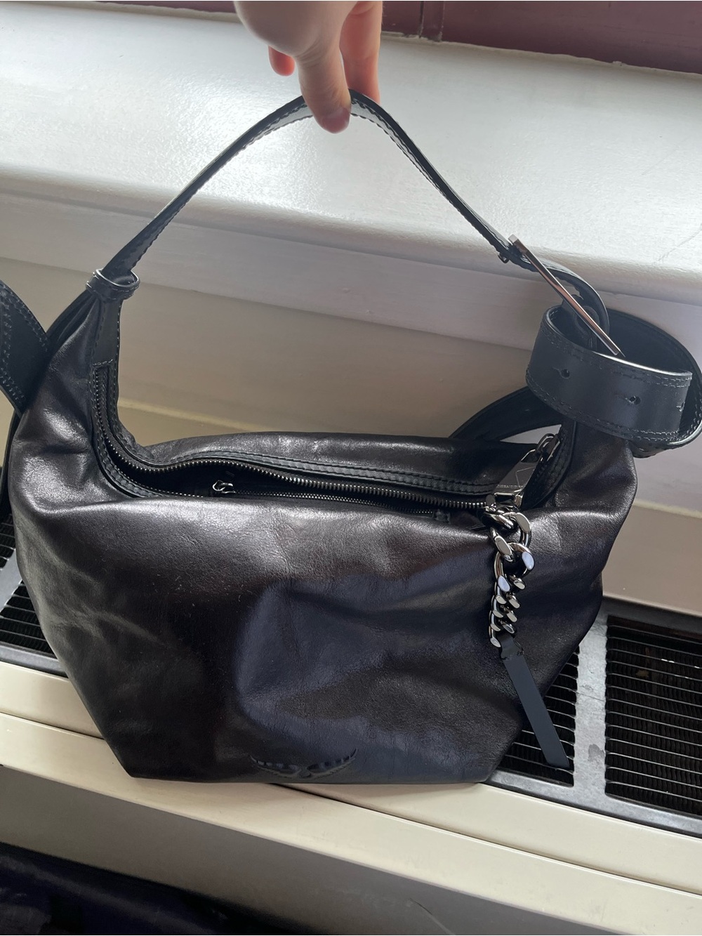 Zadig & Voltaire Le Cecilia Black Leather Shoulder Bag LIKE NEW with tags